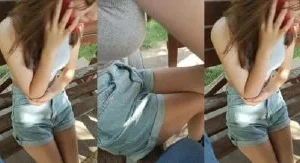 Parkta Türk Sevgililer Kızın Memelerini Açıp Gösteriyor